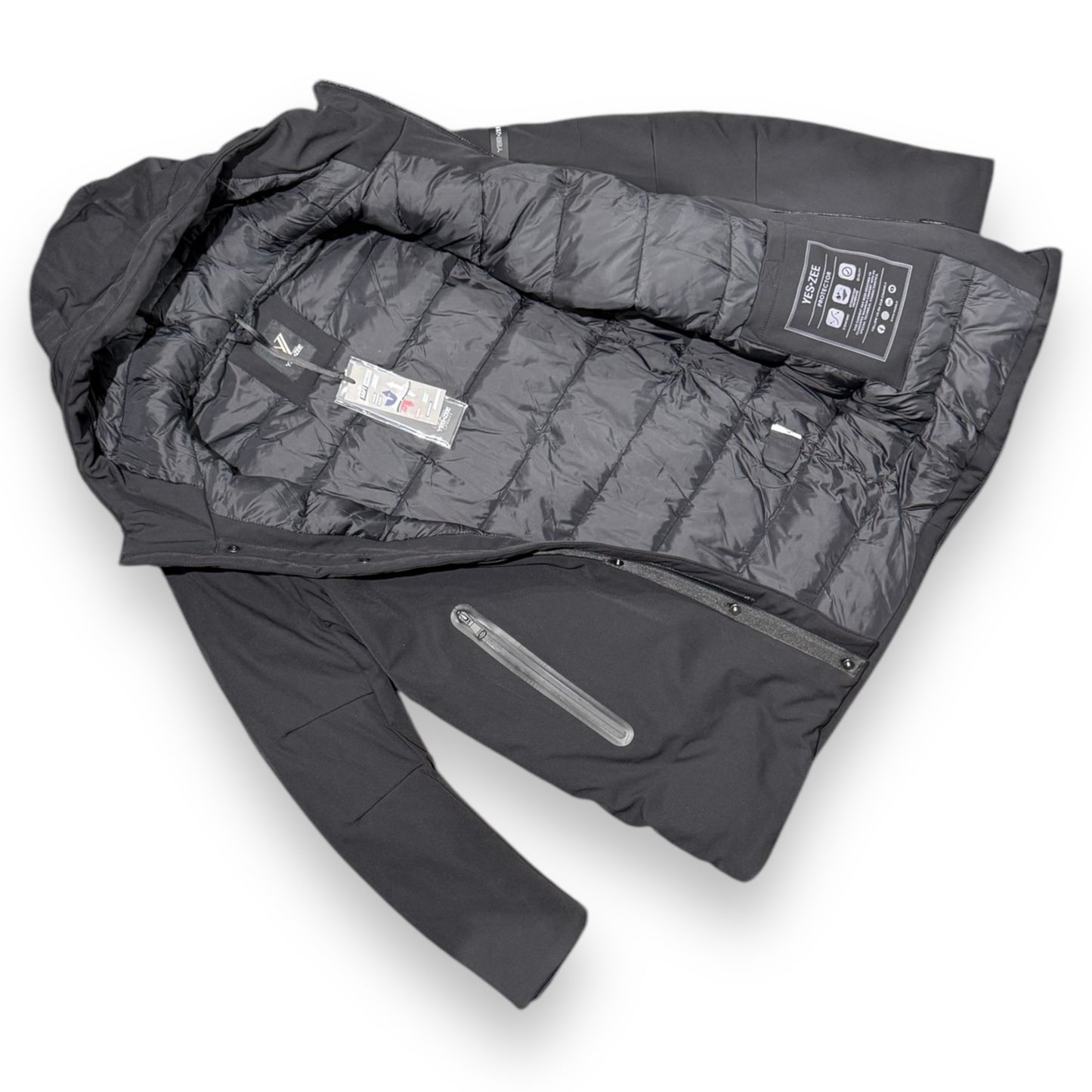 Giubbotto Softshell lungo YES-ZEE Uomo, Cappuccio fisso, Slim Fit, Col. Nero