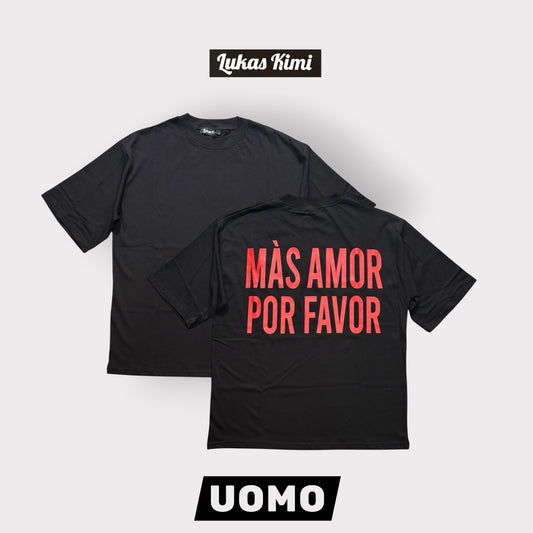 LUKAS KIMI - T-Shirt Uomo con scritta schienale, Col.Nero