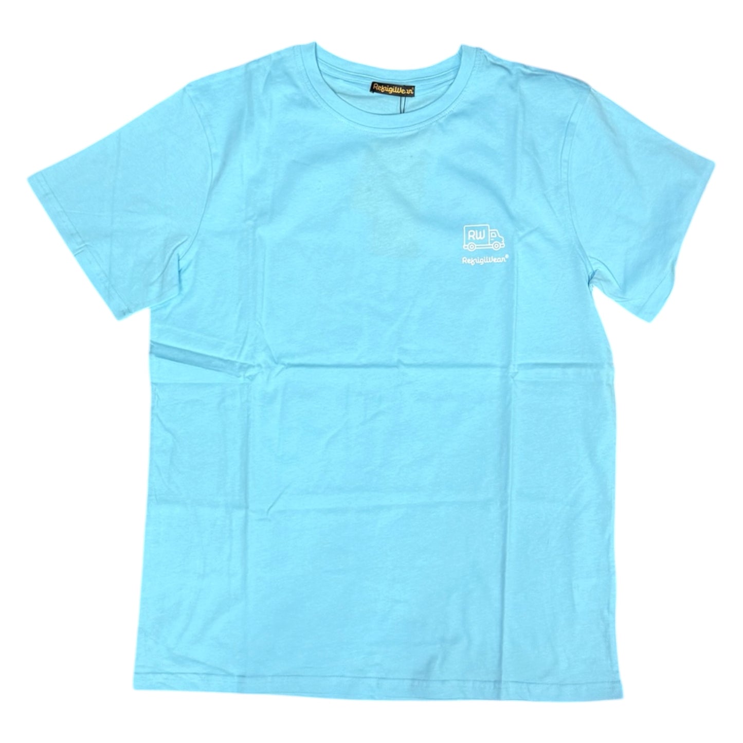 REFRIGIWEAR - T-Shirt Uomo con logo lato cuore e stampa schienale, Col.Celeste