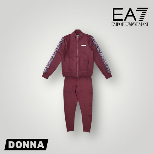 Tuta Completa Donna EMPORIO ARMANI senza cappuccio con zip, tex.Neoprene, col.Bordeaux (vestibilità slim)