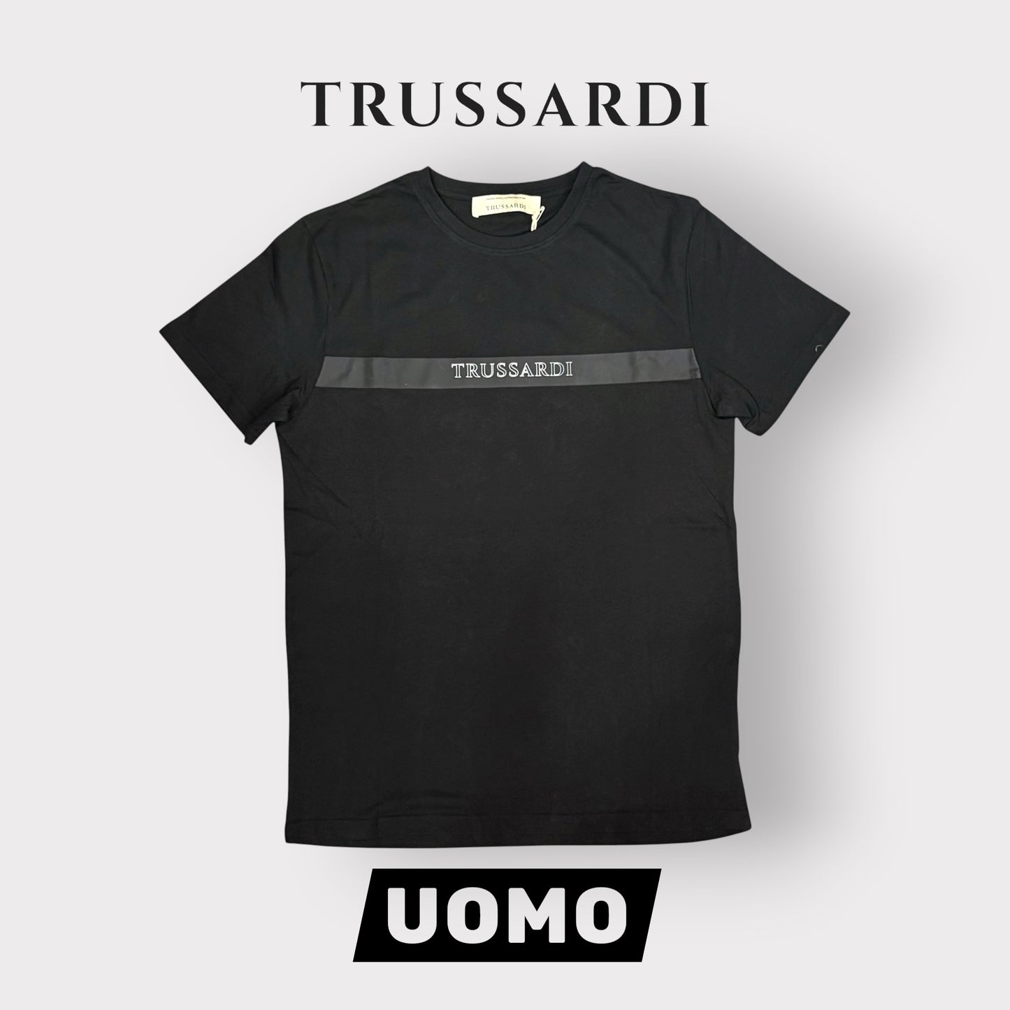 TRUSSARDI - T-Shirt Uomo con scritta frontale 3D, Col.Nero