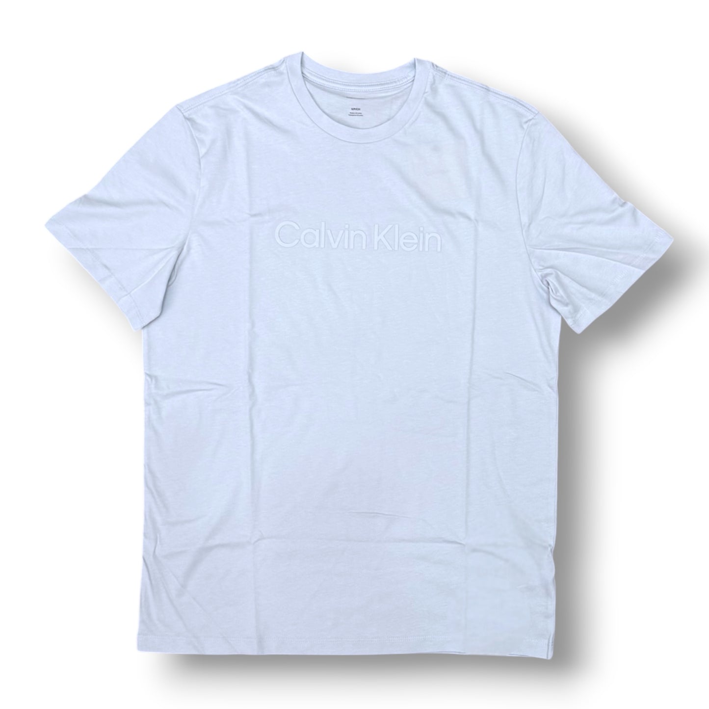 CALVIN KLEIN - T-Shirt Uomo con scritta frontale gommata, Col.Celeste