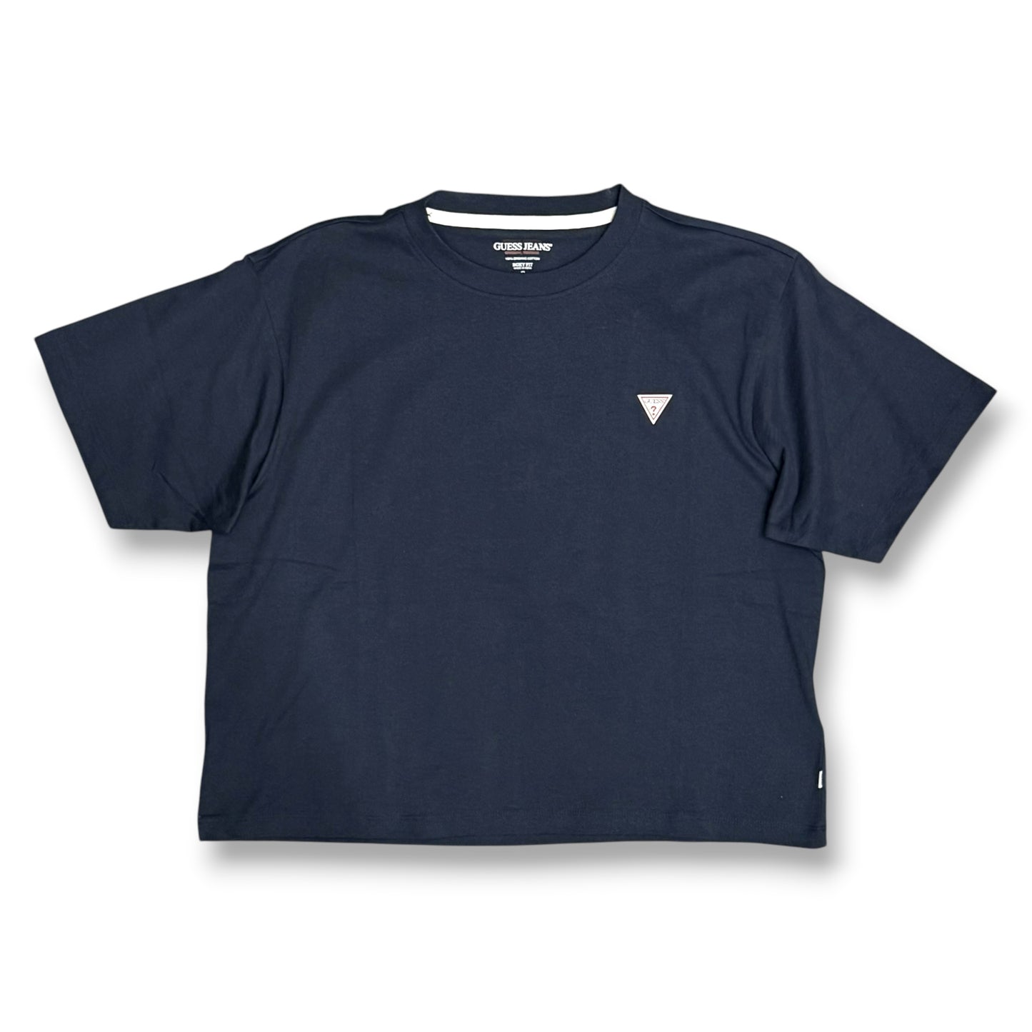 GUESS JEANS- T-shirt Donna, BoxyFit, con logo lato cuore, col.Blu