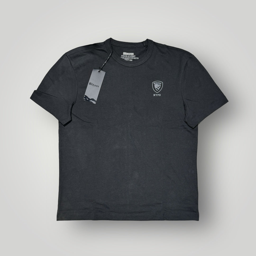 T-shirt BLAUER Uomo nera con logo lato cuore tono su tono, RegulrFit
