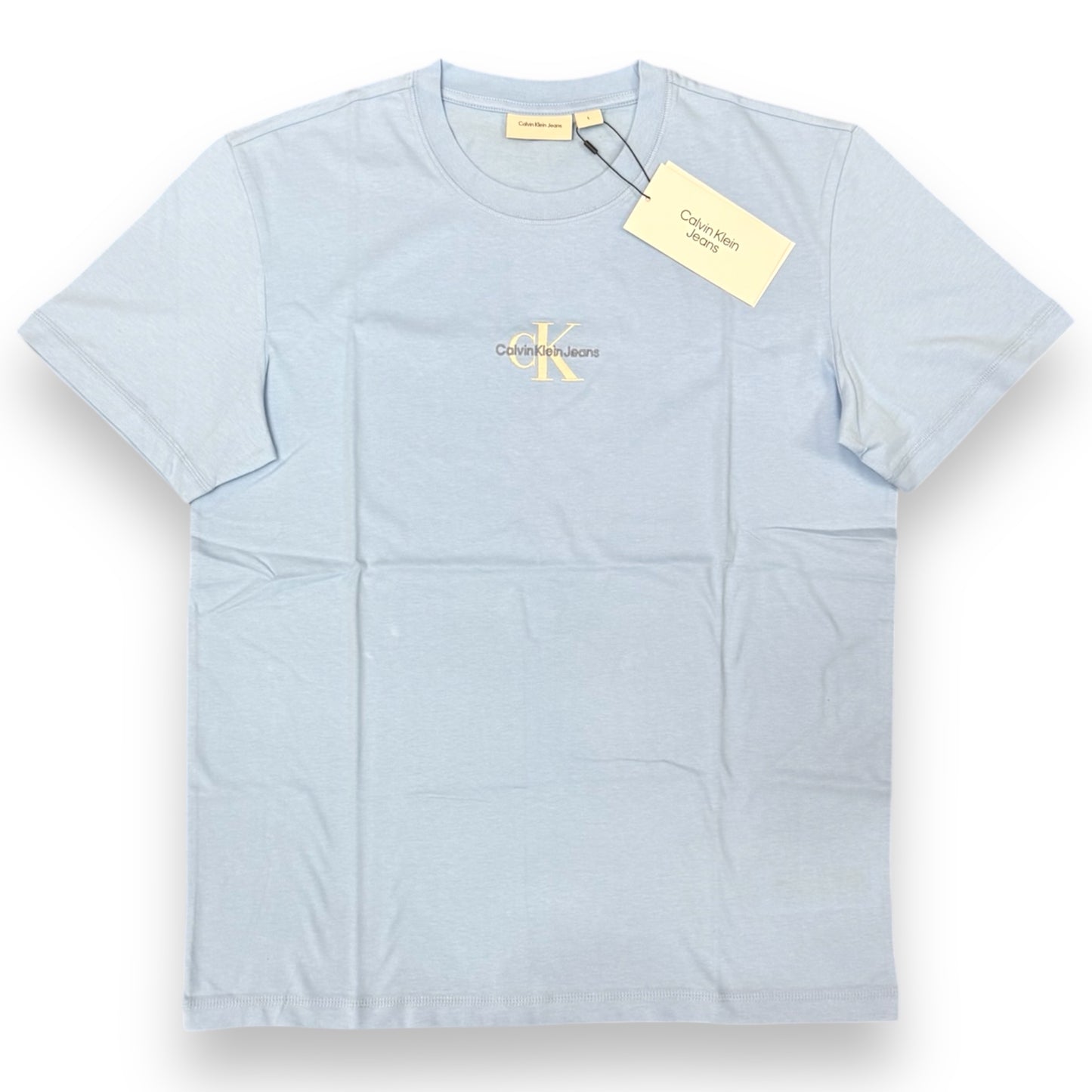 T-shirt CALVIN KLEIN, con logo frontale ricamato, Col.Blue Bell