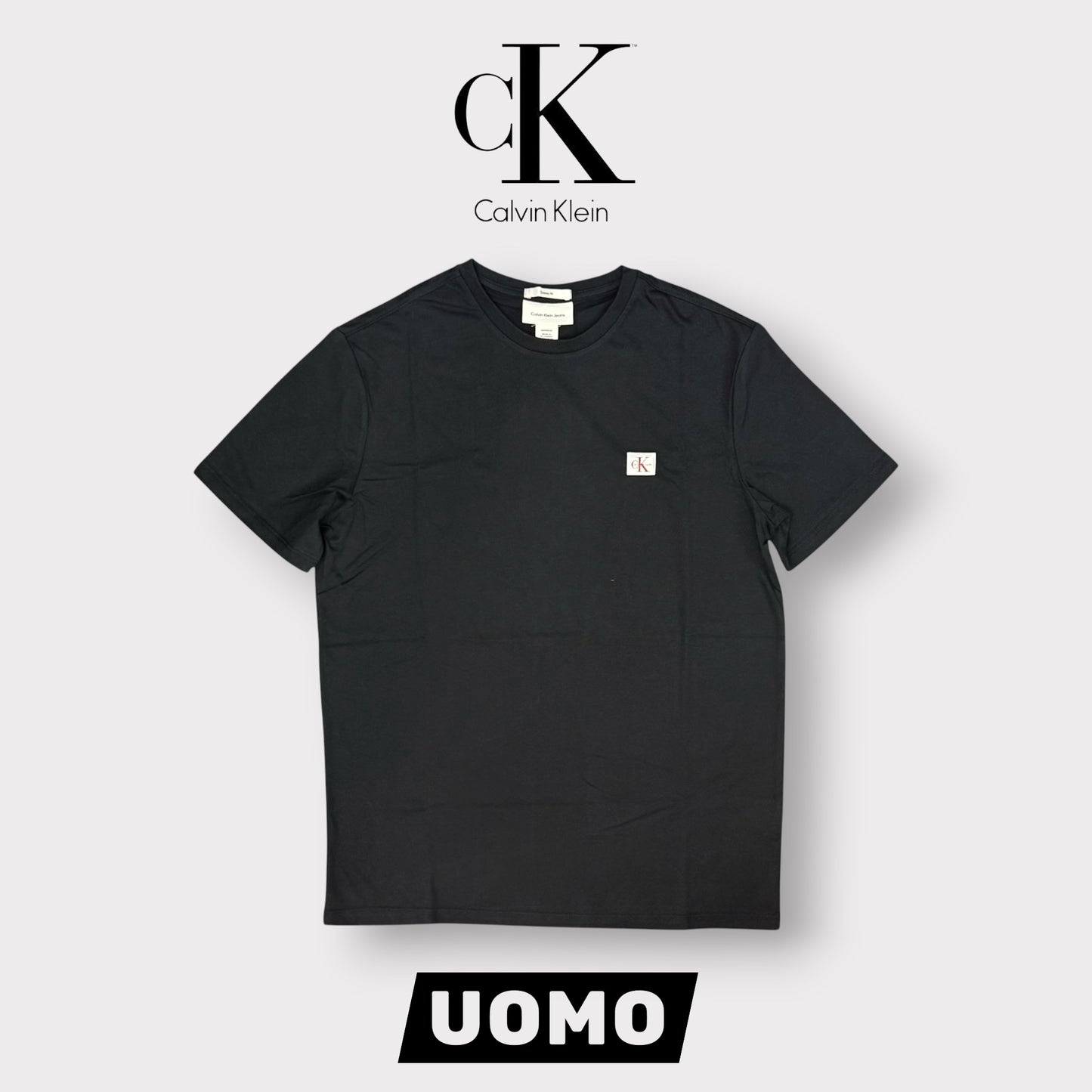 CALVIN KLEIN - T-Shirt Uomo con logo quadrato lato cuore, Col.Nero