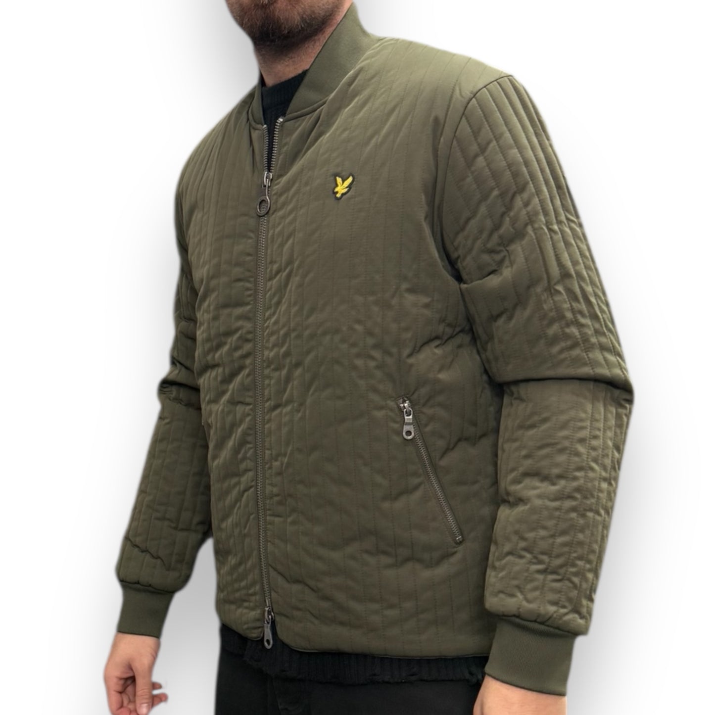 Giubbotto  LYLE&SCOTT, con interno in pelliccia, mod.Quilted Liner Jacket, Col.Olive