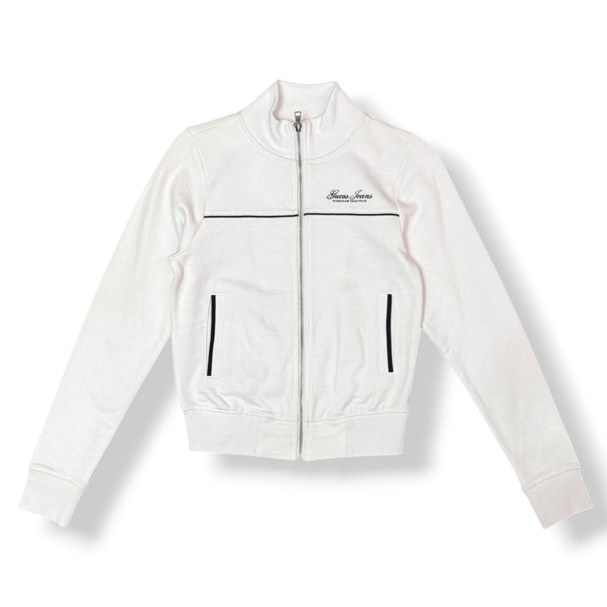 GUESS- Tuta completa Donna, con stampa schienale, pantalone fondo largo, Col.Bianco