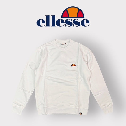 ELLESSE - Felpa Uomo con logo ricamato lato cuore, girocollo, Col.Bianco