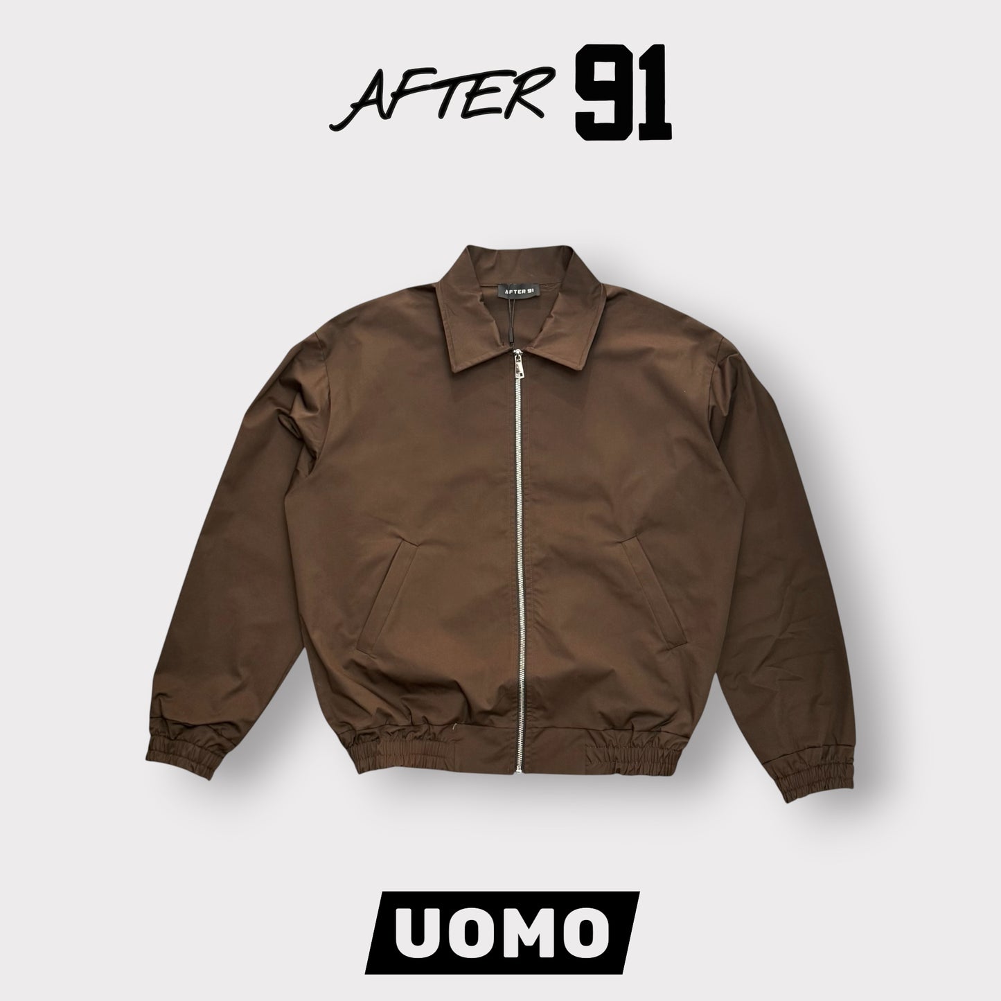AFTER 91- Giacca/Camicia Uomo con zip, Boxy Fit ,Col.Marrone