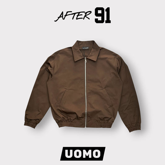 AFTER 91- Giacca/Camicia Uomo con zip, Boxy Fit ,Col.Marrone