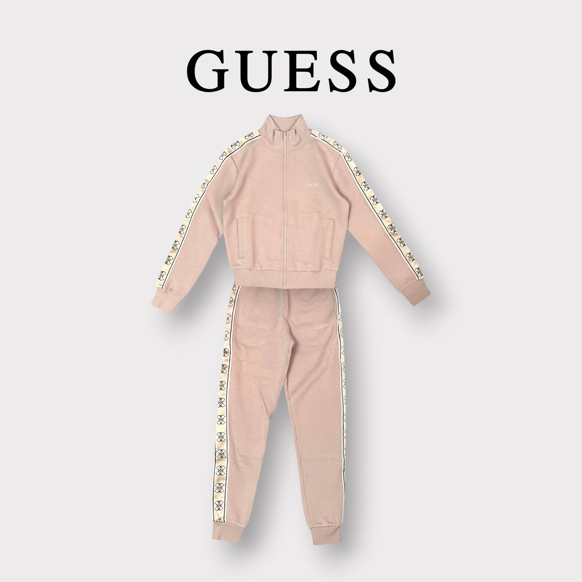 GUESS- Tuta completa Donna, con banda laterale logata, tex.neoprene, Col.Cipria