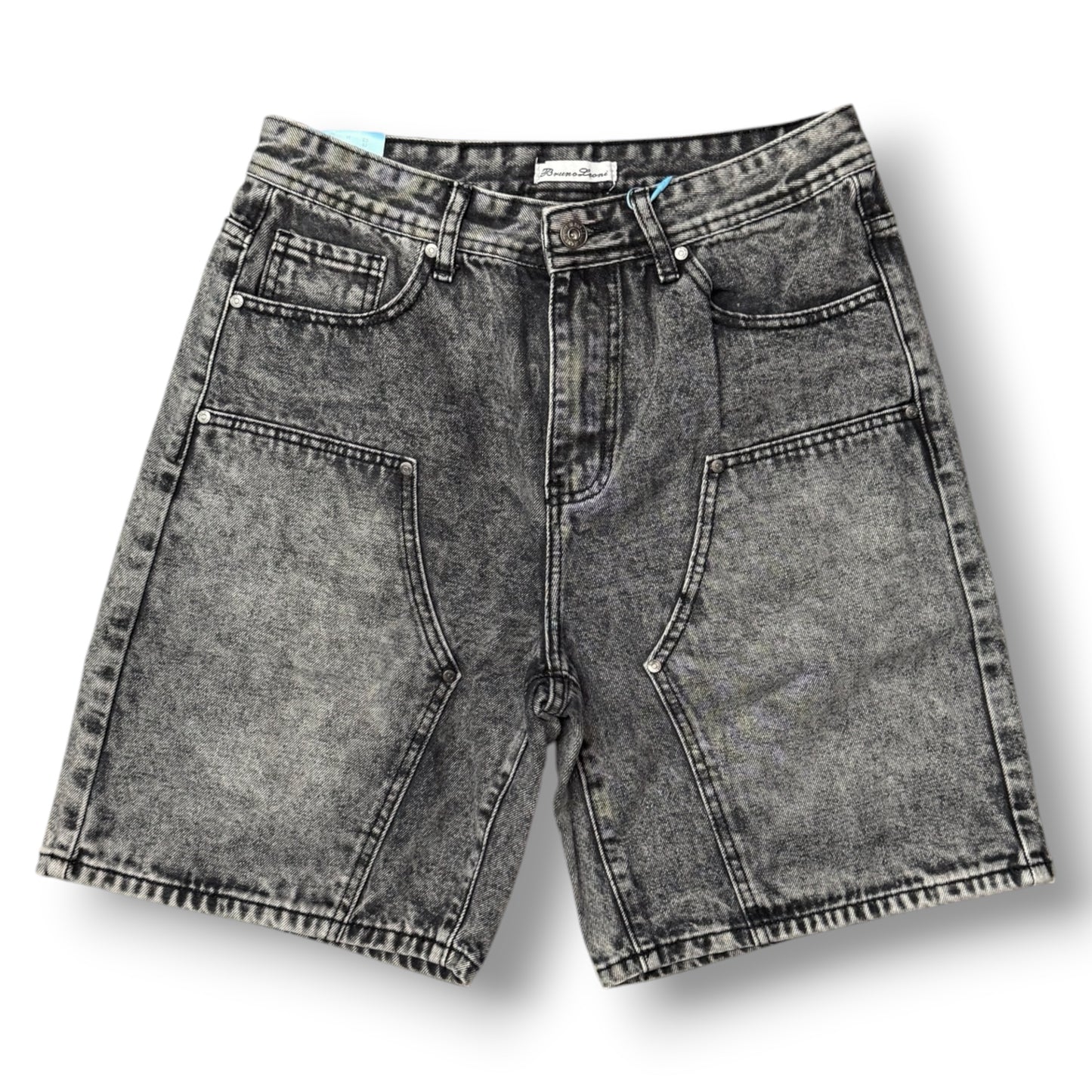 BRUNO LEONI - Bermuda Uomo Carpenter (lunghezza sopra al ginocchio), Col.Denim Grigio