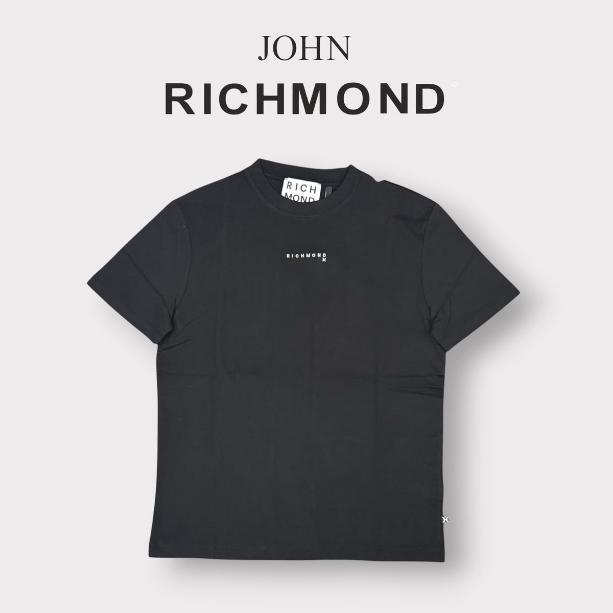 RICHMOND - T-SHIRT UOMO, con logo frontale ricamato, Col.Nero