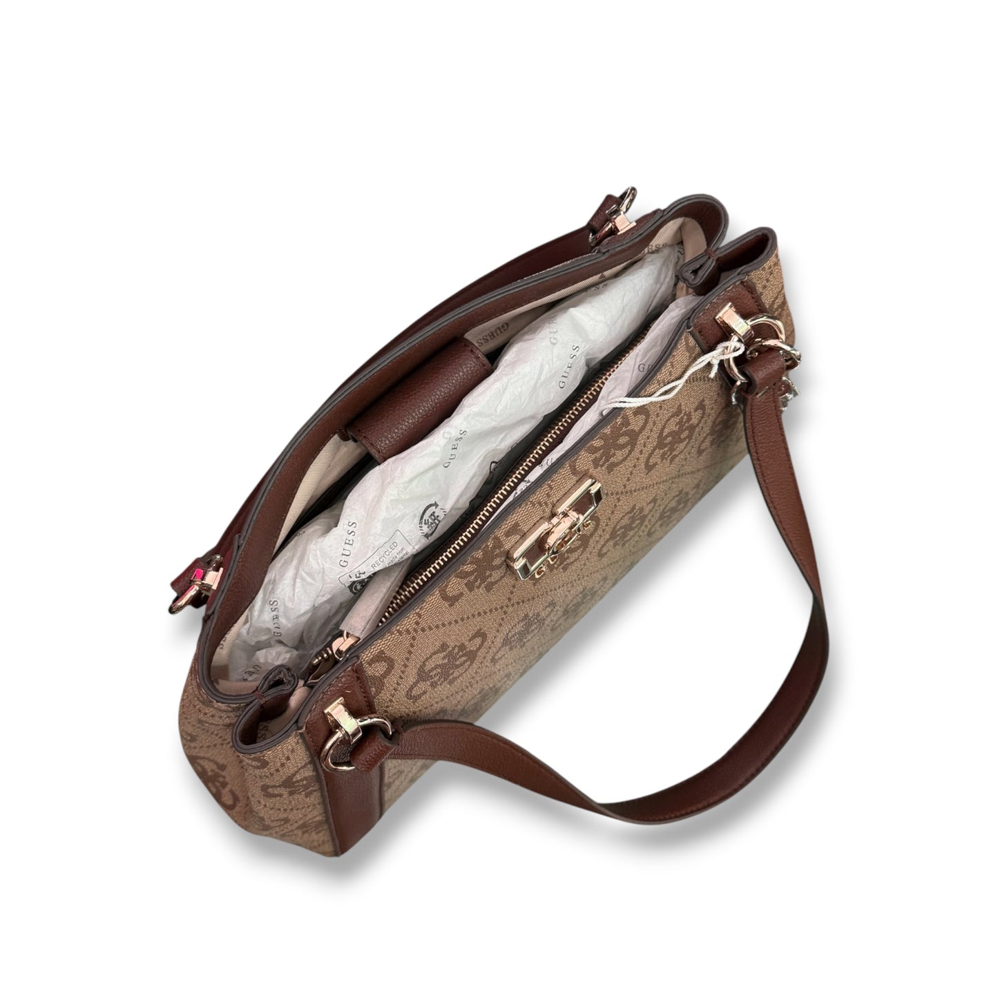 GUESS- Borsa Donna, Group:KARNILLA LOGO, Col.Latte/Logo/Brown