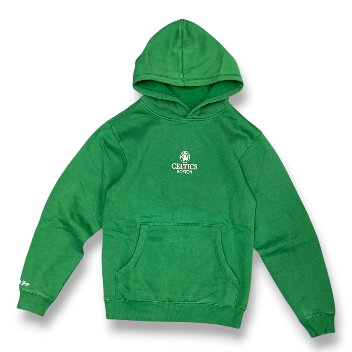 MITCHELL & NESS - Felpa Uomo CELTICS BOSTON con cappuccio, tex.felpato, Col.Verde