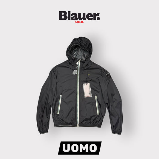 Giubbotto BLAUER Uomo, antivento con cappuccio e zip a contrasto, mod.DODGE, Col.Nero