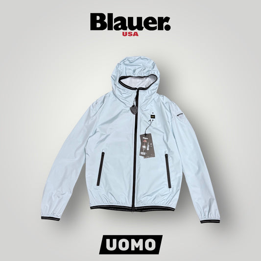 Giubbotto BLAUER Uomo, antivento con cappuccio, mod.FARRIN, Col.Celeste