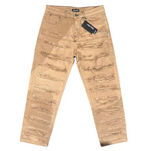 Carica l&#39;immagine nel visualizzatore di Gallery, Jeans ripped tabacco con cuciture a contrasto LUKAS KIMI
