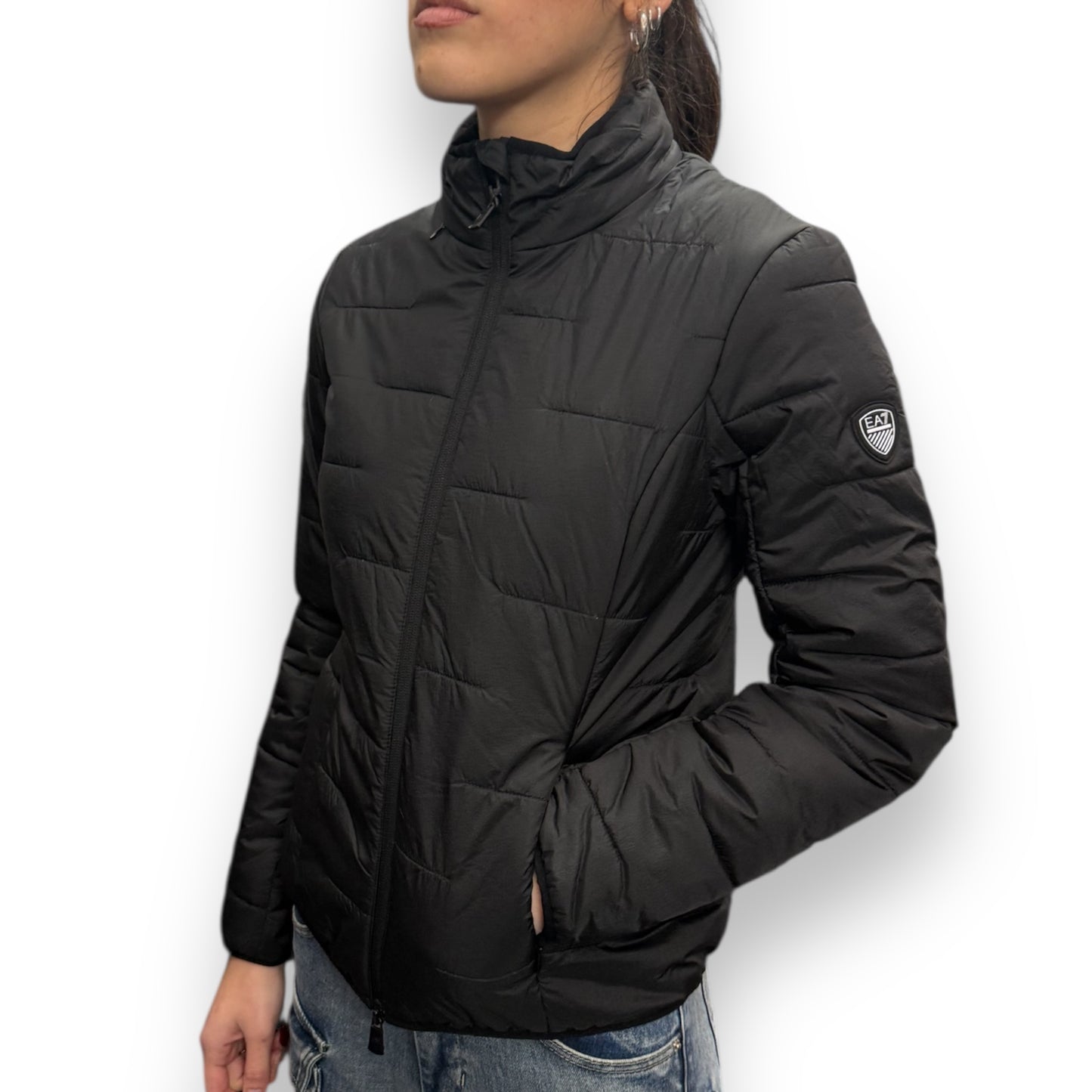 Giubbotto EMPORIO ARMANI Donna, con cappuccio nascosto, col.Nero (blouson jacket)