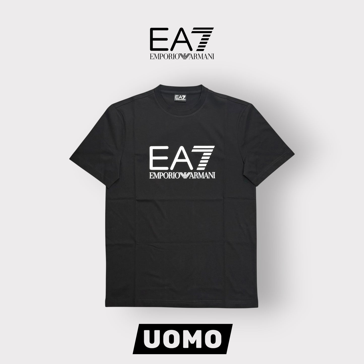 EMPORIO ARMANI- T-shirt Uomo, con stampa frontale, col.Nero/Bianco