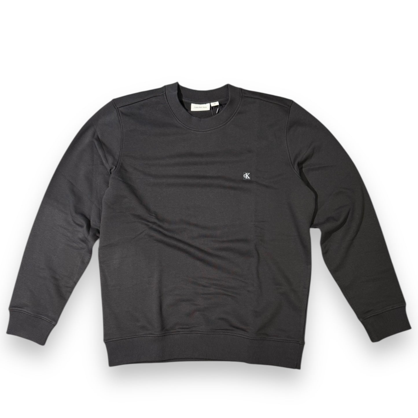 Felpa CALVIN KLEIN Uomo girocollo, tex. garzato, col.Nero (targhetta lato cuore CK)