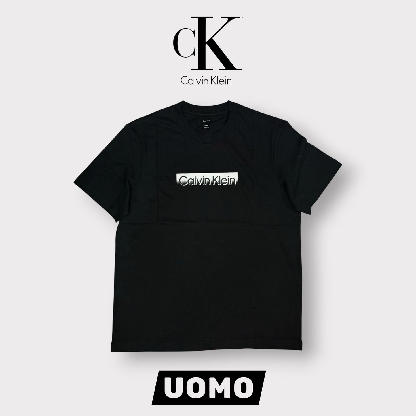 CALVIN KLEIN - T-Shirt Uomo con scritta frontale in 3D, Col.Nero