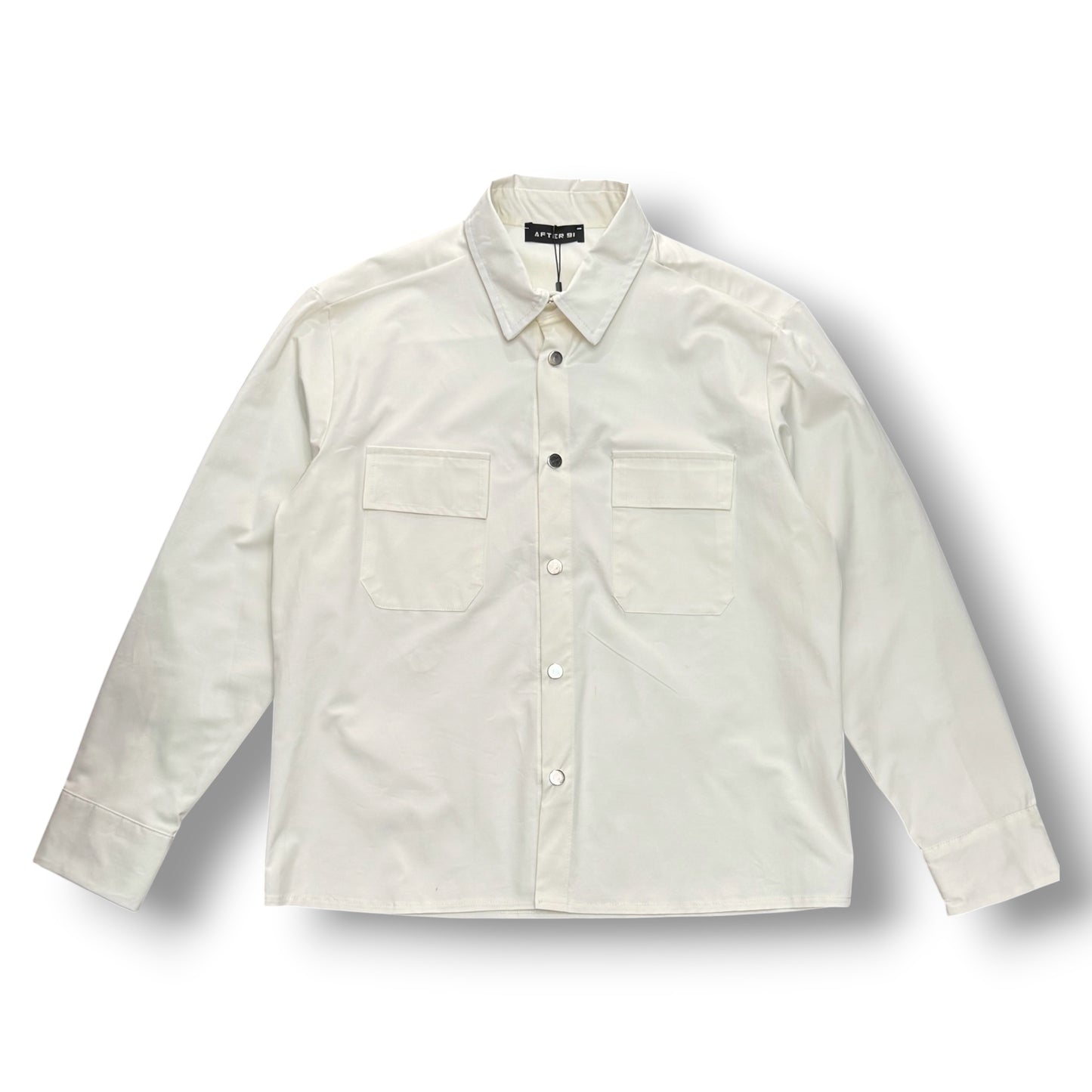 AFTER 91- Camicione Uomo con bottoni, BoxyFit ,Col.Bianco