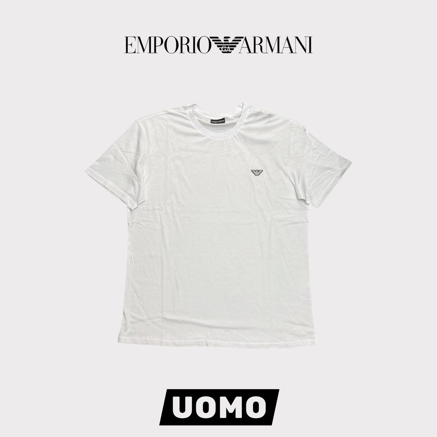 EMPORIO ARMANI- T-Shirt Uomo con logo ricamato lato cuore, Col.Bianco
