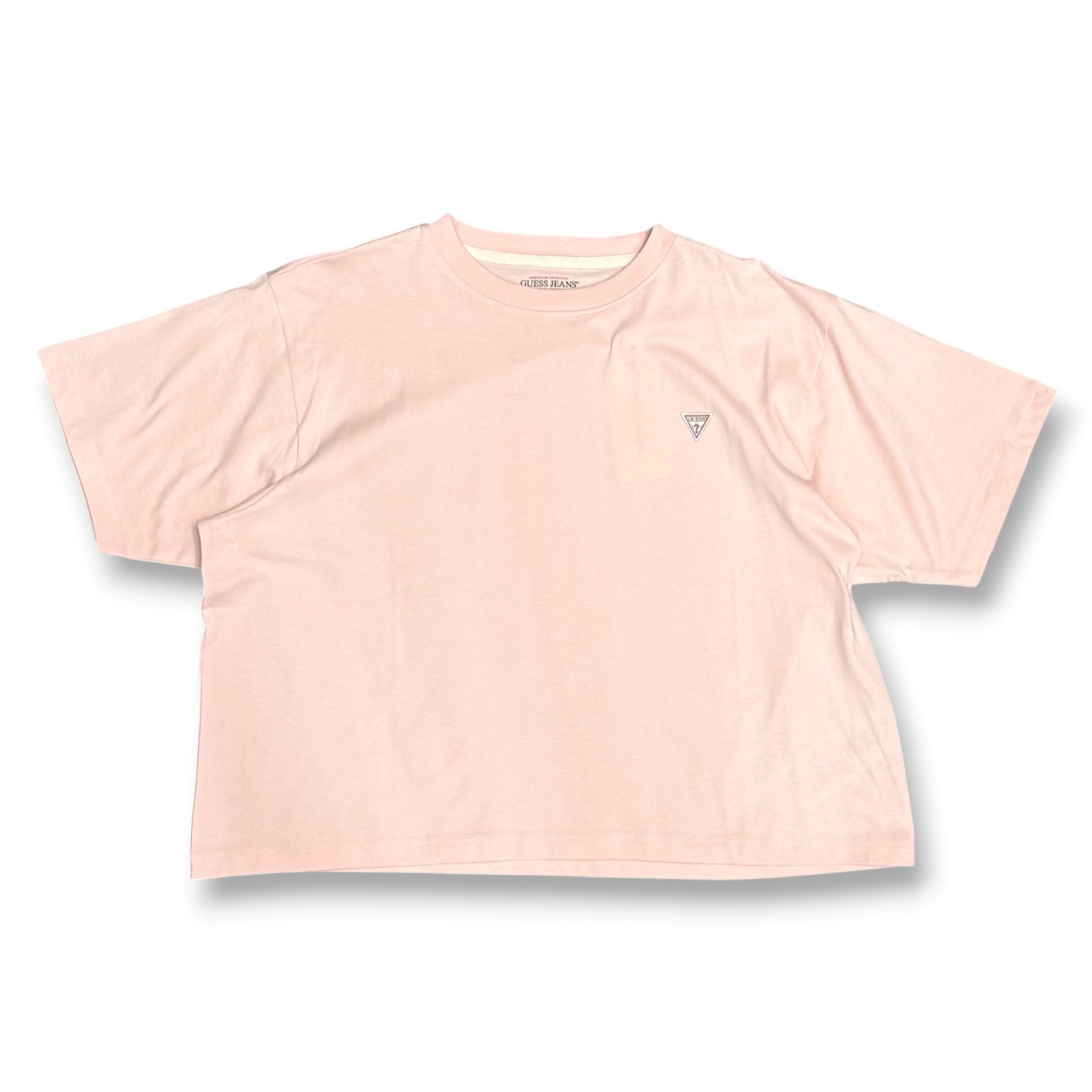 GUESS JEANS- T-shirt Donna, BoxyFit, con logo lato cuore, col.Rosa