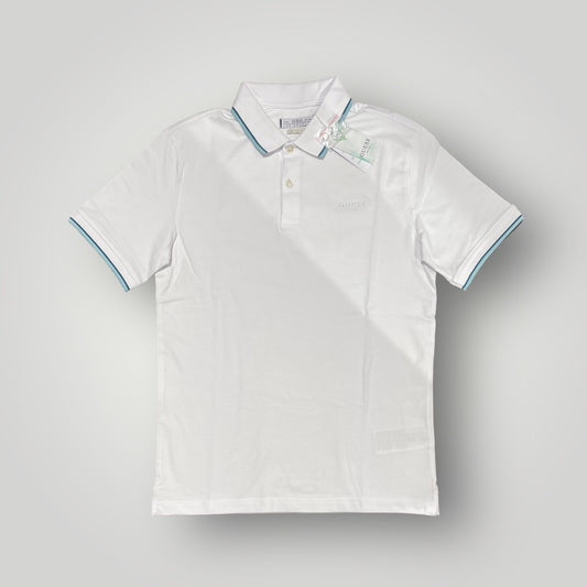 Polo GUESS Uomo piquet con bordino a contrasto, SlimFit, col.Bianco