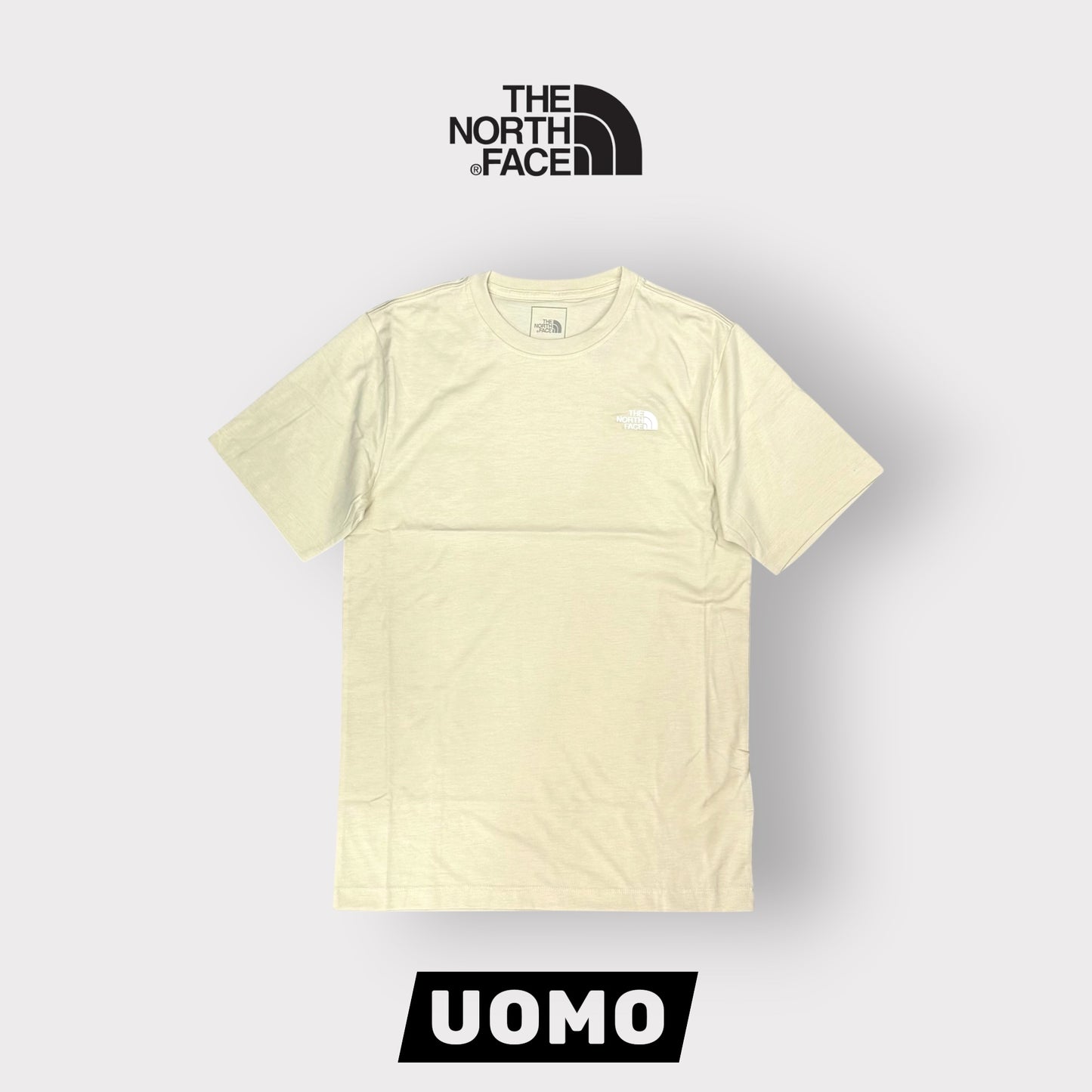 THE NORTH FACE- T-Shirt Uomo con logo ricamato lato cuore, Col.Beige