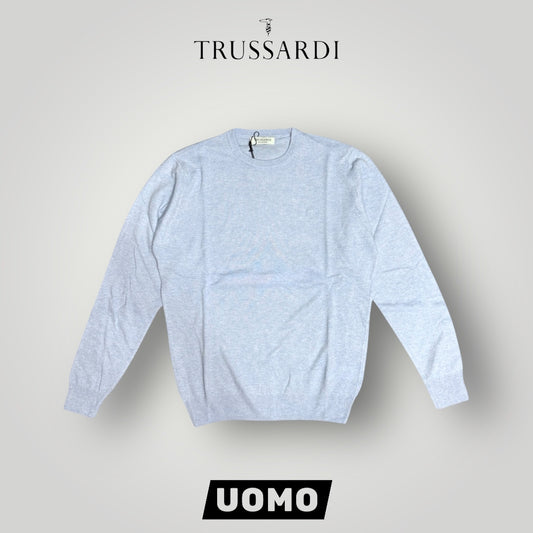Maglioncino TRUSSARDI Uomo, con logo ricamato lato cuore, col.Celeste