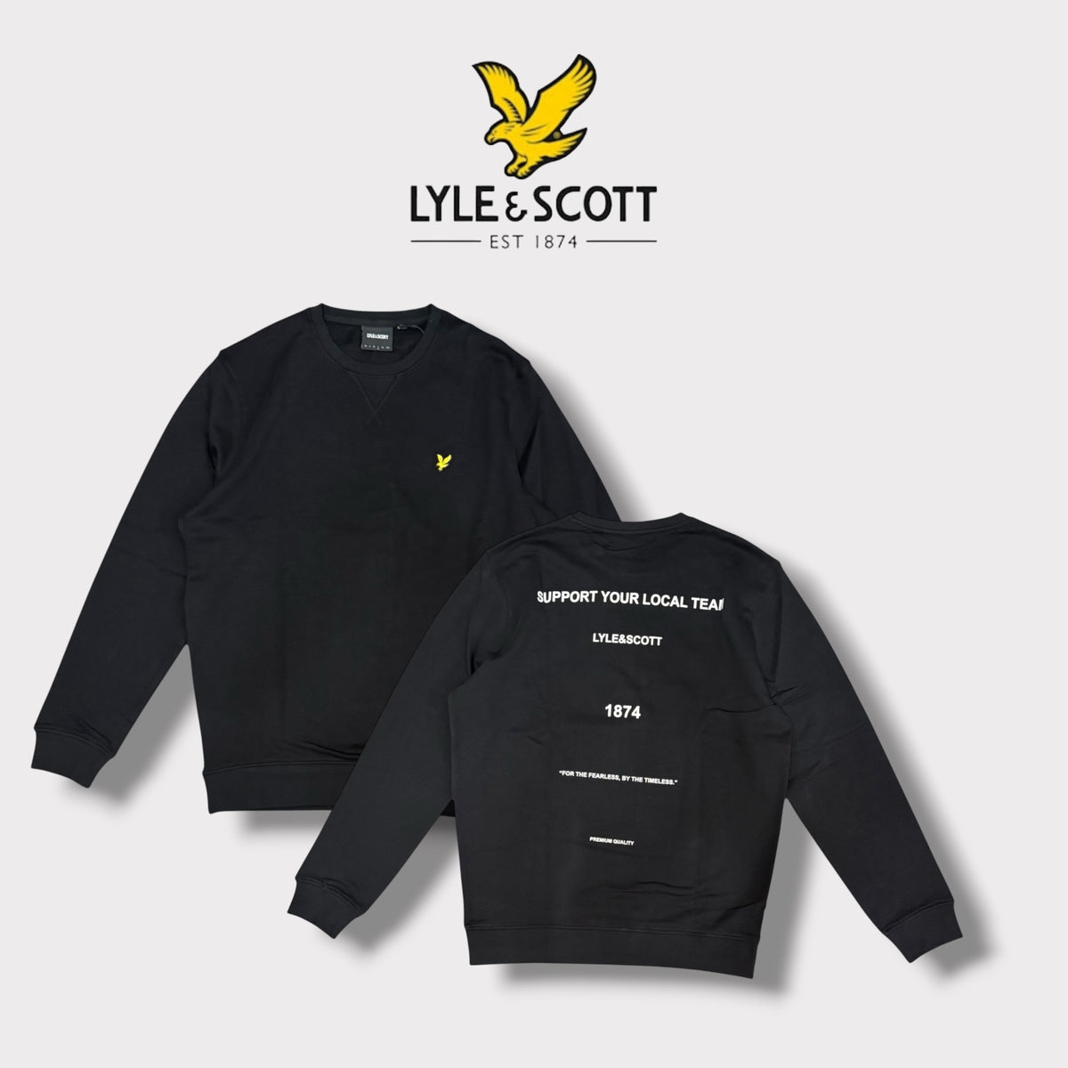LYLE & SCOTT- Felpa Uomo girocollo, tex.cotone garzato, con stampa schienale, Col.Nero