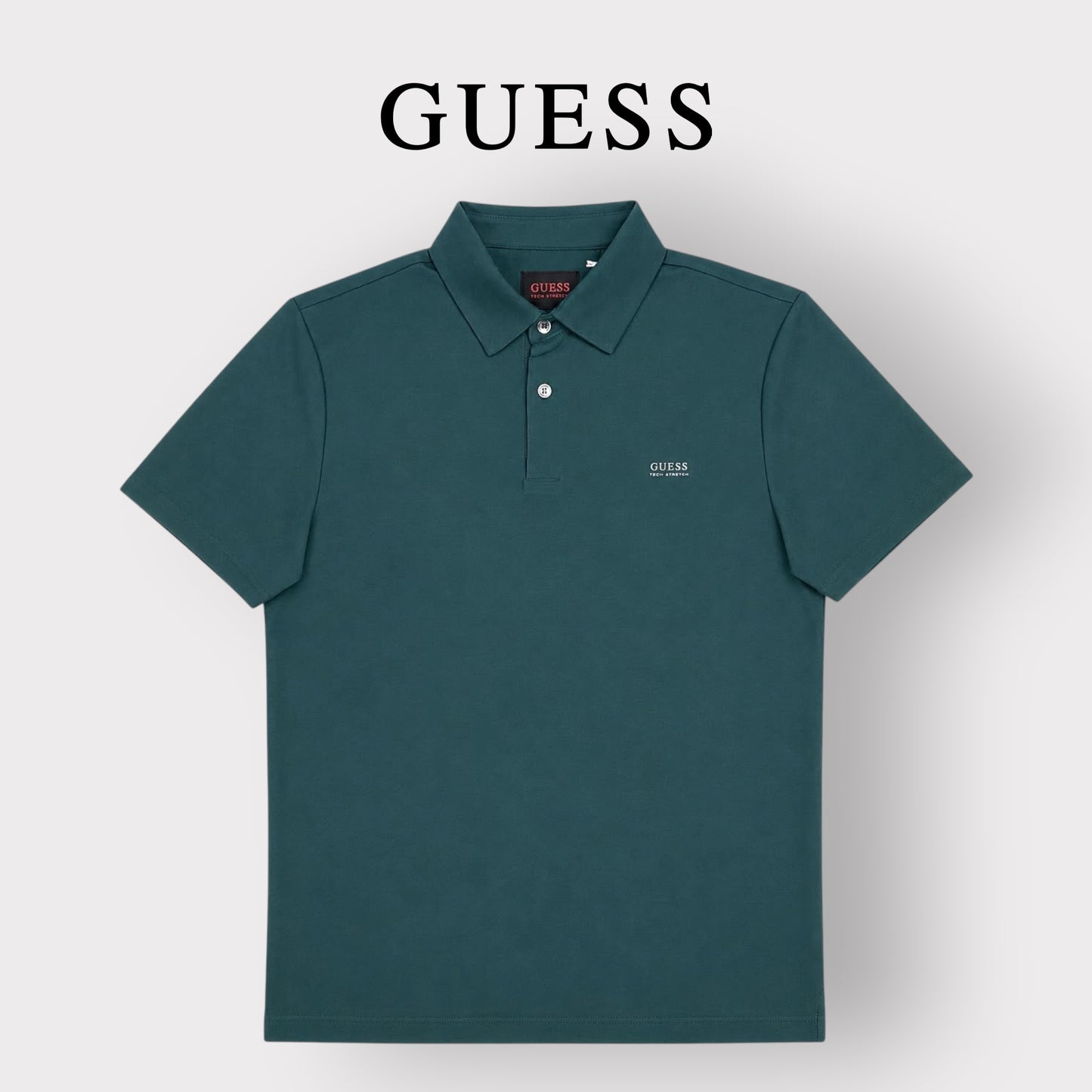 GUESS- Polo Uomo, in tessuto tecnico, SlimFit, Col.Verde