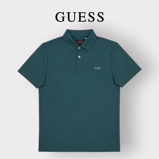 GUESS- Polo Uomo, in tessuto tecnico, SlimFit, Col.Verde