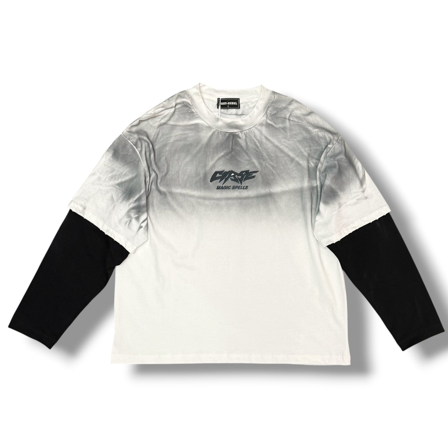 JUST RIBEL - T-Shirt Uomo, (veste comoda), con stampa schienale, Col.Bianco