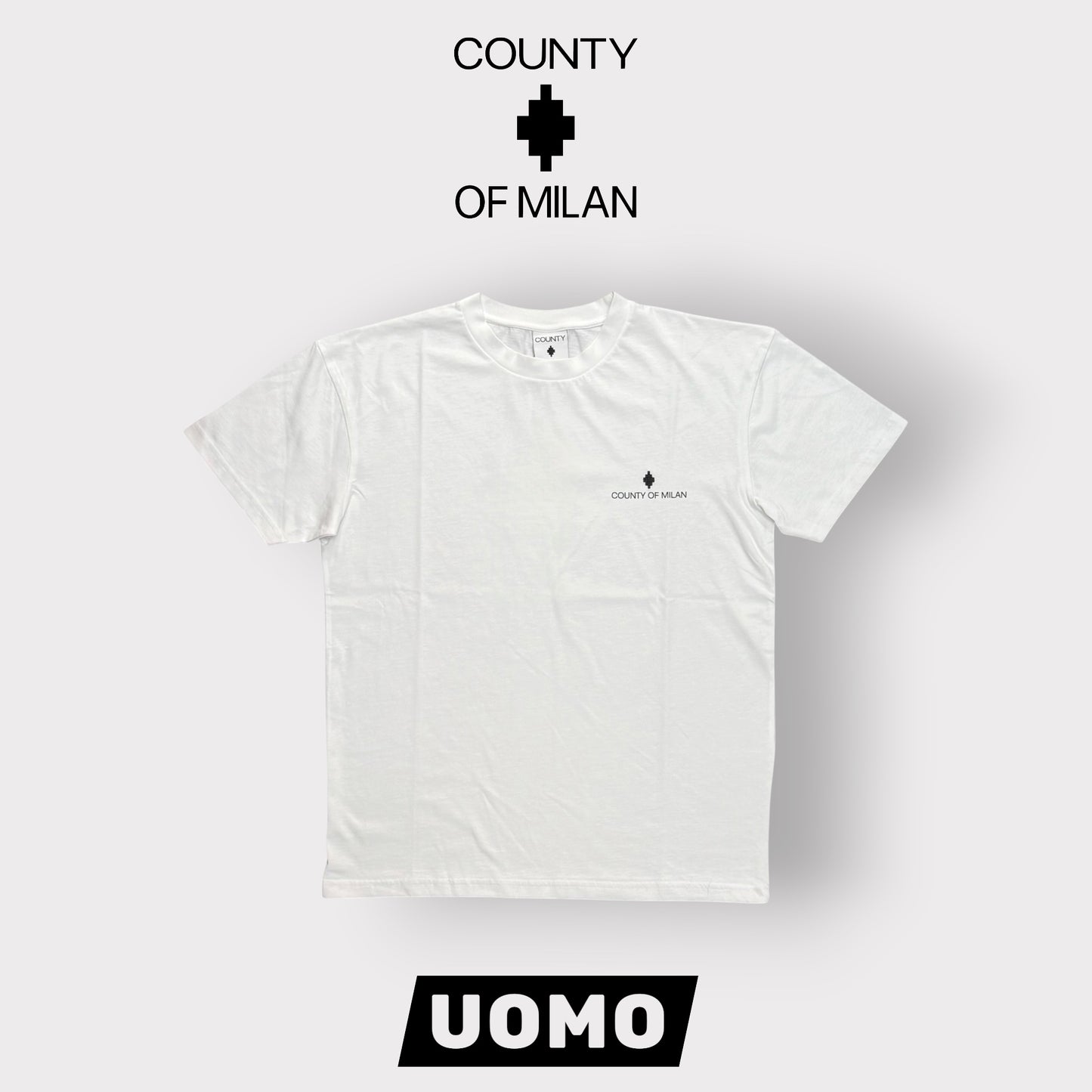 COUNTY OF MILAN- T-Shirt Uomo con logo lato cuore, Col.Bianco