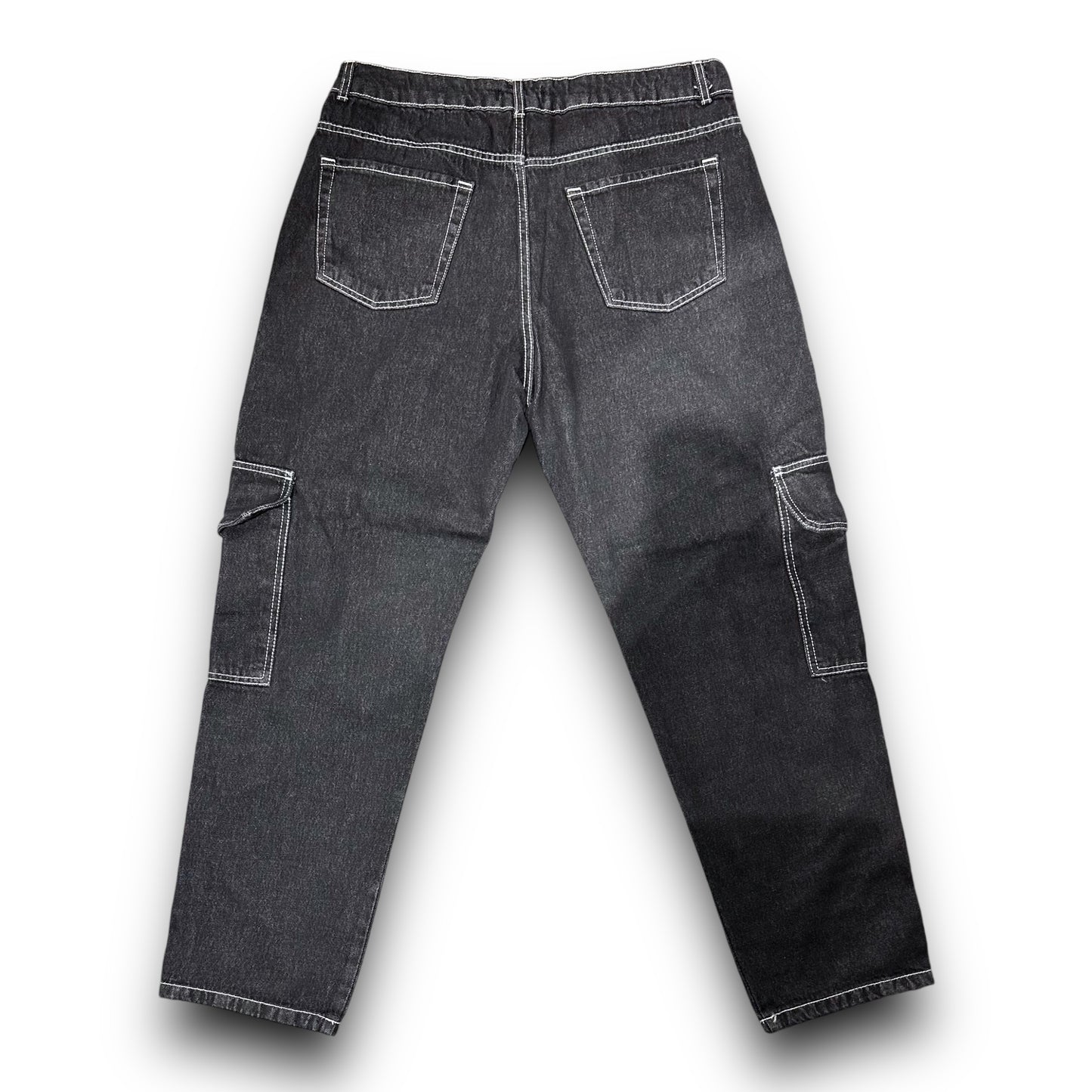 Jeans Lukas Kimi Uomo in Denim Nero con cuciture a contrasto, Cargo BaggyFit