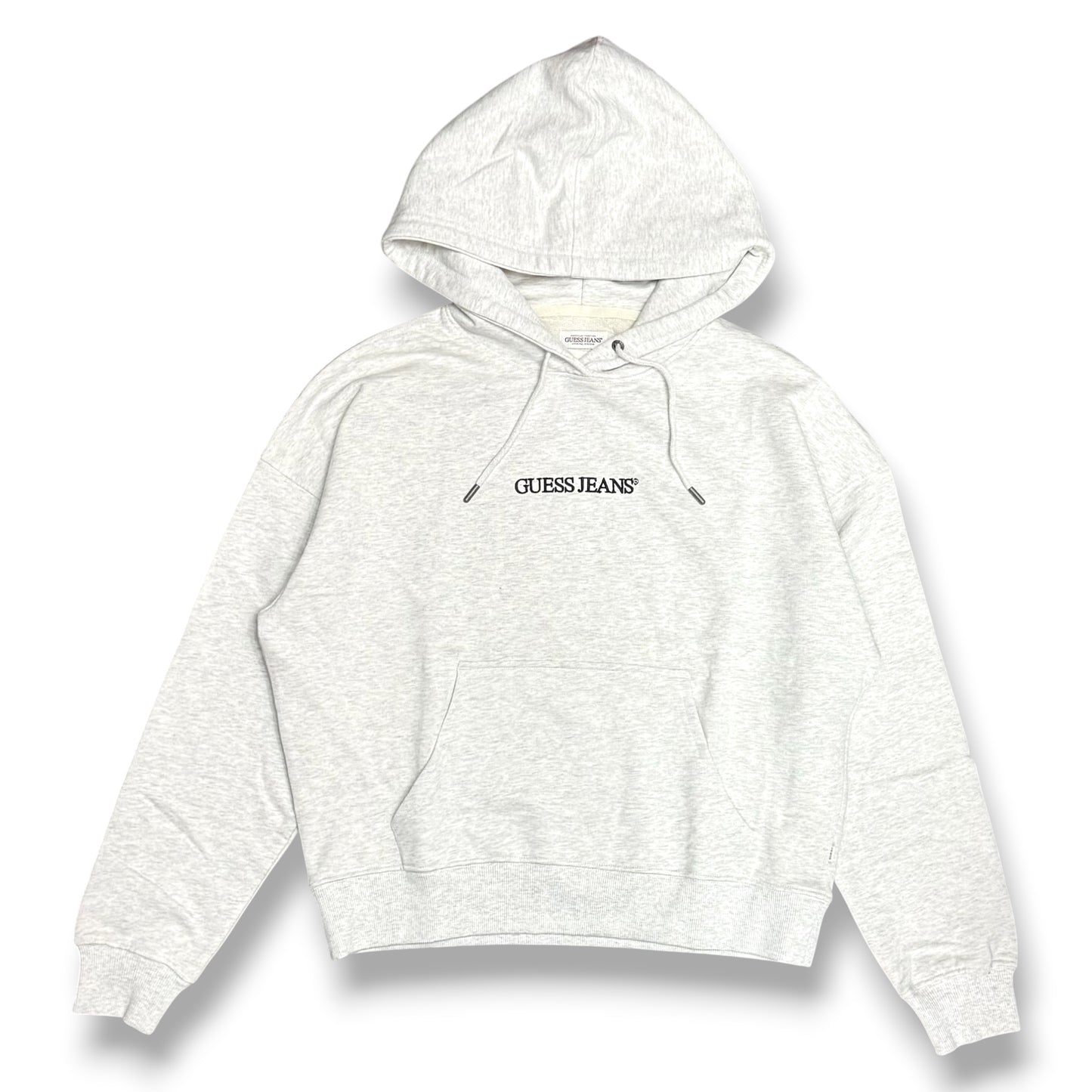 GUESS-Felpa estiva Donna, con cappuccio e ricamo frontale, tex.cotone garzato, Col.Grigio