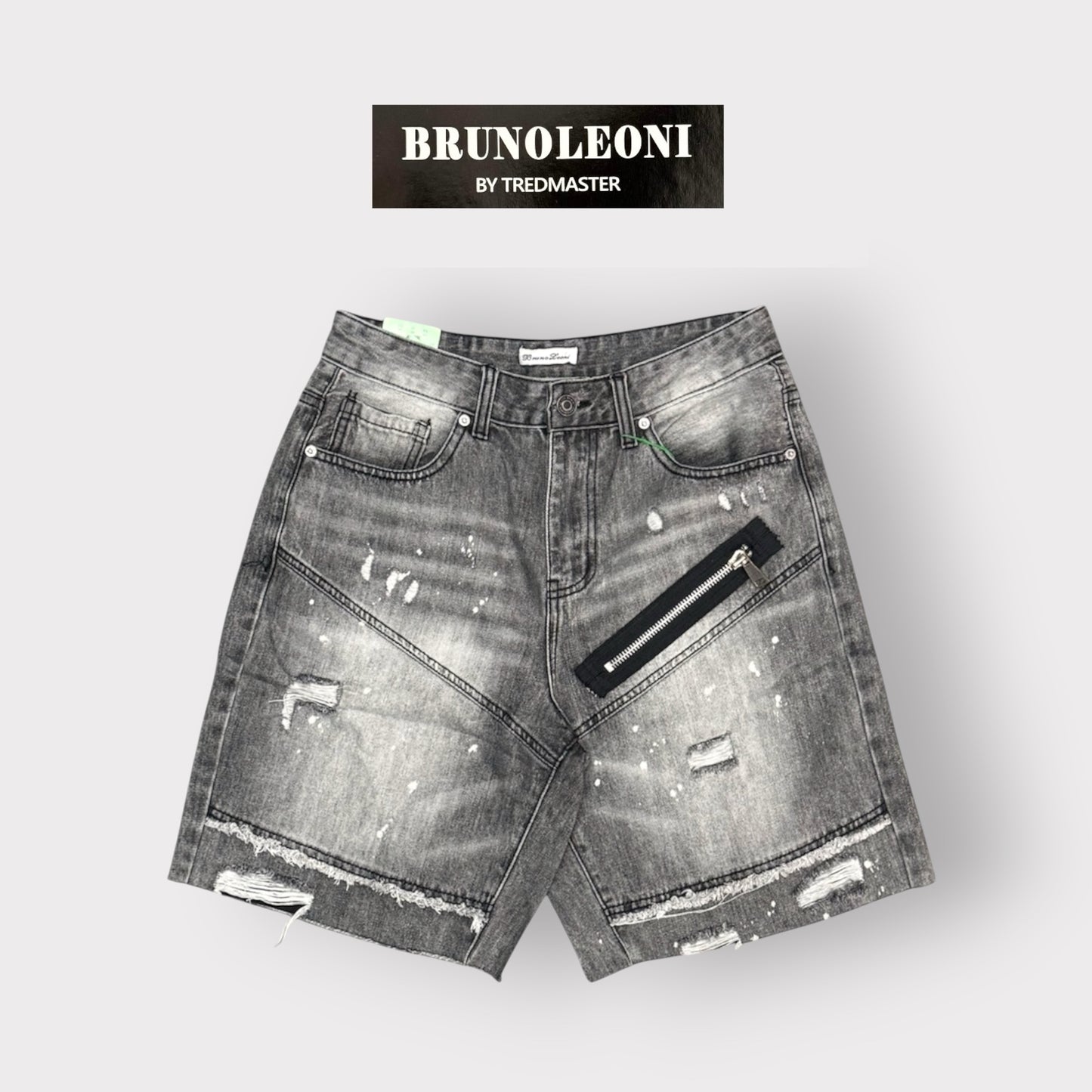 BRUNO LEONI - Bermuda Uomo (lunghezza sopra al ginocchio), Col.Grigio denim