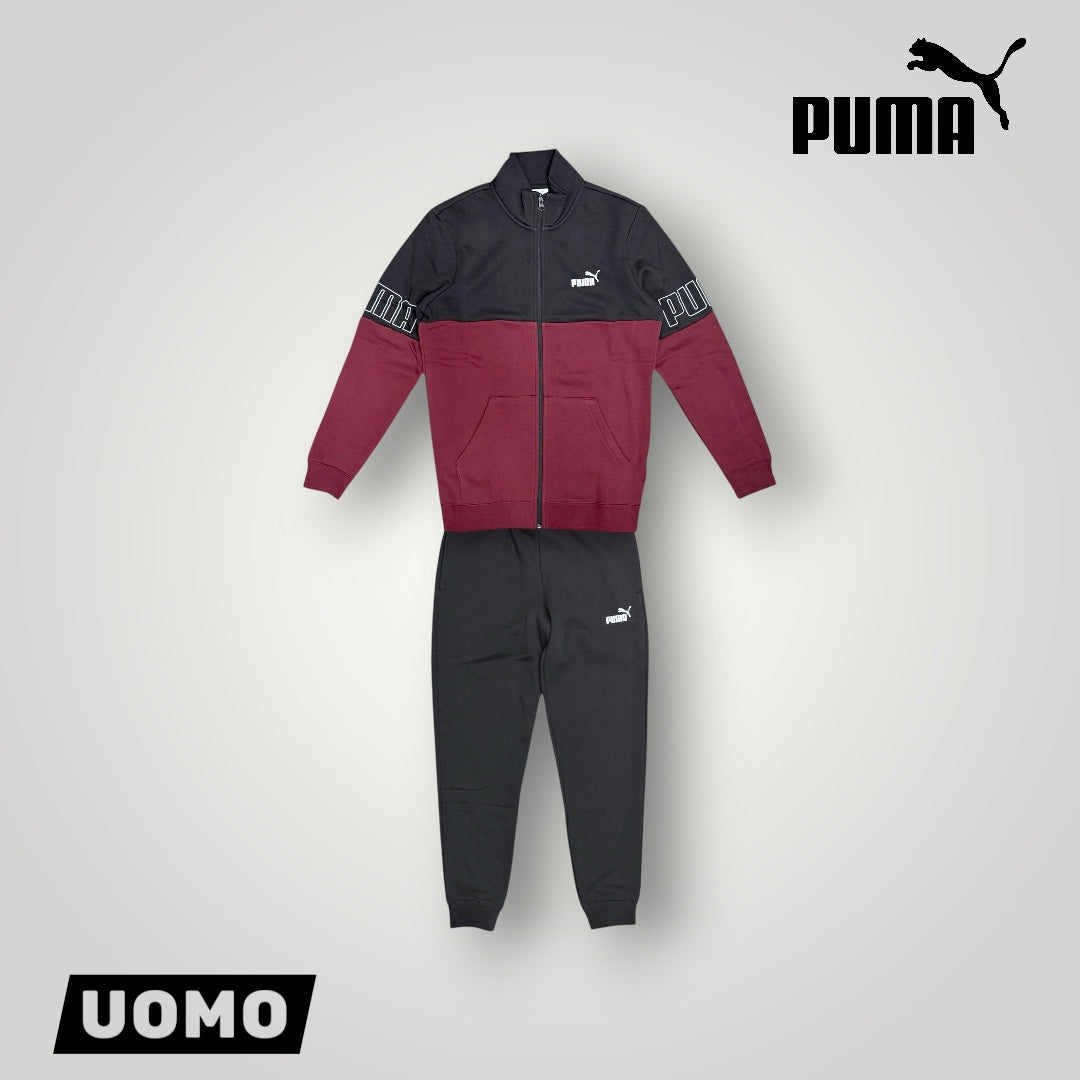 Tuta Completa Uomo PUMA tex.felpato, col.Nero/Bordoux