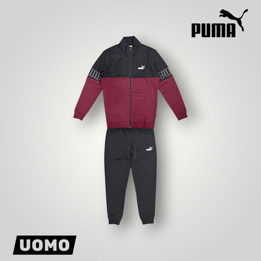 Tuta Completa Uomo PUMA tex.felpato, col.Nero/Bordoux