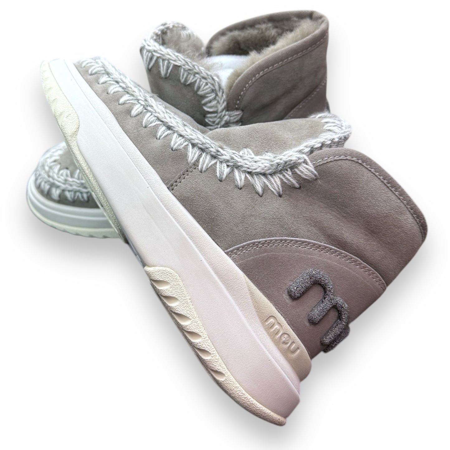 Stivaletto MOU Donna, Eskimo Jogget ,Vera pelle di montone, Col. Grigio, Logo glitter