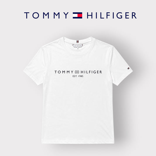 TOMMY HILFIGER- T-shirt Donna, con stampa frontale, Regular Fit, col.Bianco