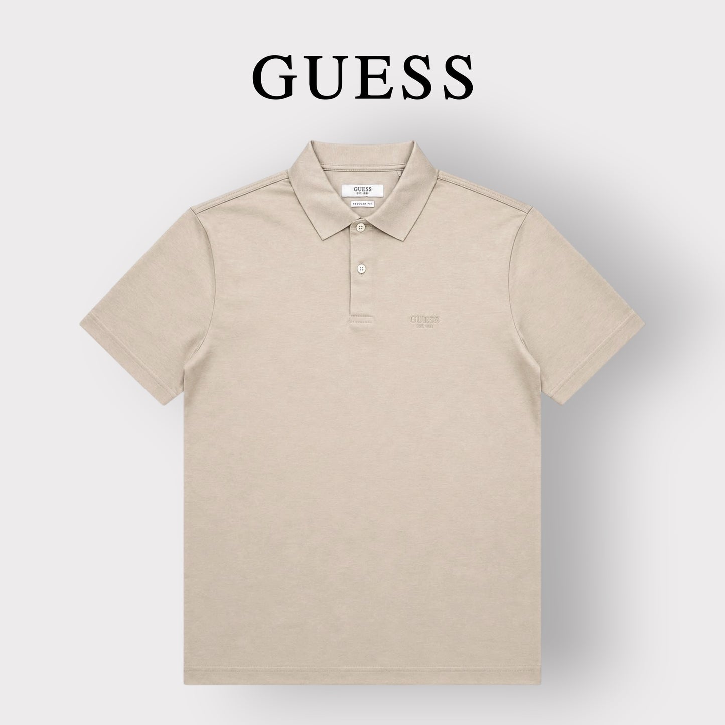 GUESS- Polo Uomo, in filo di scozia, RegularFit, col.Beige