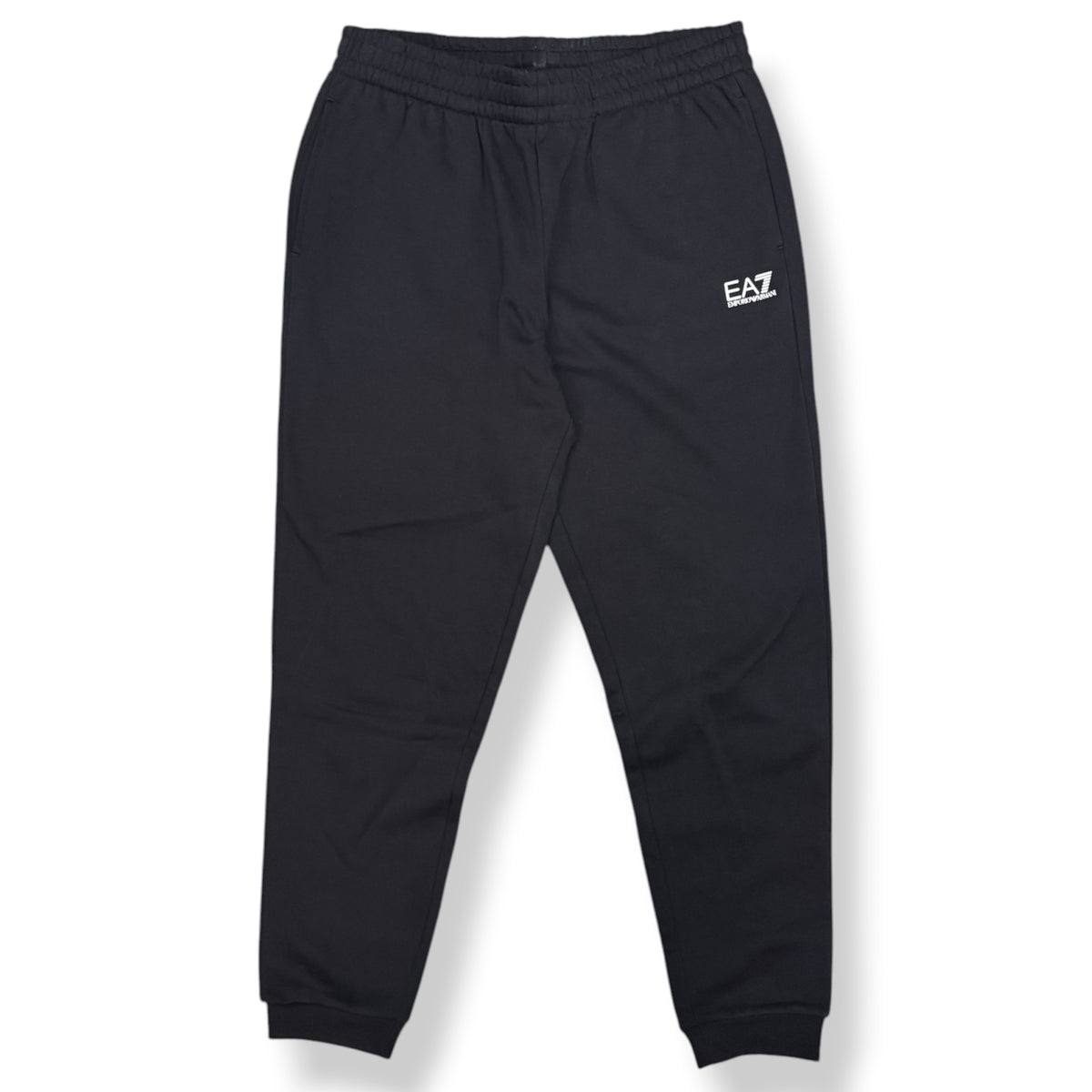 EA7 - Tuta completa Uomo, con logo gommato centrale, girocollo, tex.felpato, Col.Verde militare/Nero