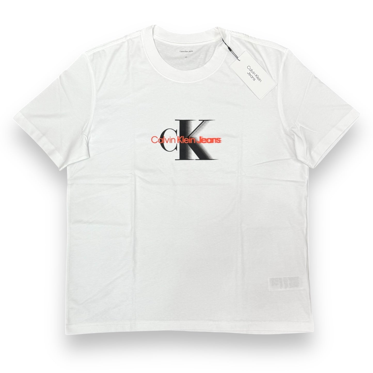 T-shirt CALVIN KLEIN, con stampa frontale arancione, Col.Bianco