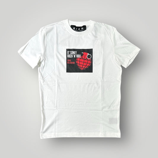 T-shirt RICHMOND Uomo, con stampa frontale con riquadro, Col. Bianco (it's only rock 'n'roll)