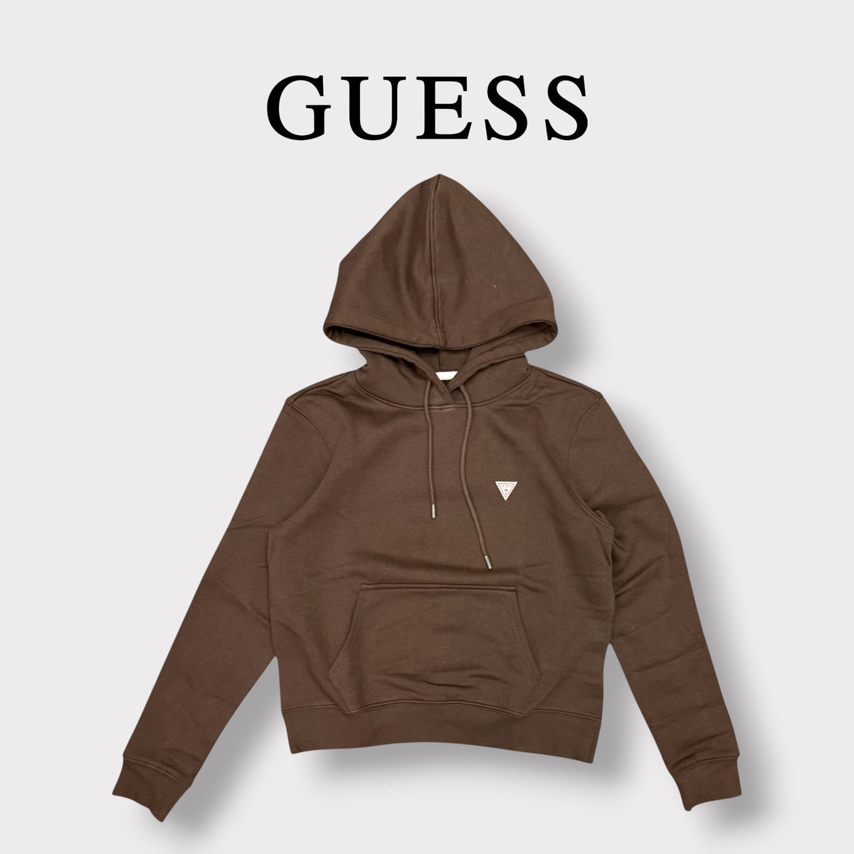 GUESS - Felpa Donna, con cappuccio, tex.Felpato, col.Marrone